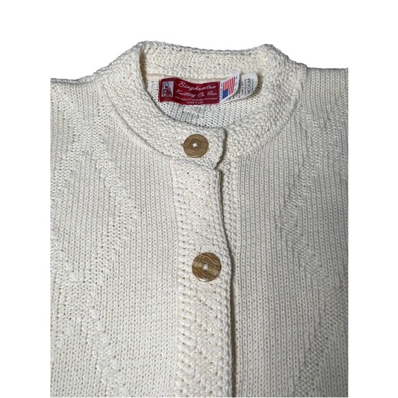 Binghamton Knitting Co. Women's Medium Cream Cardigan Sweater Chunky Knit Button - Picture 3 of 9